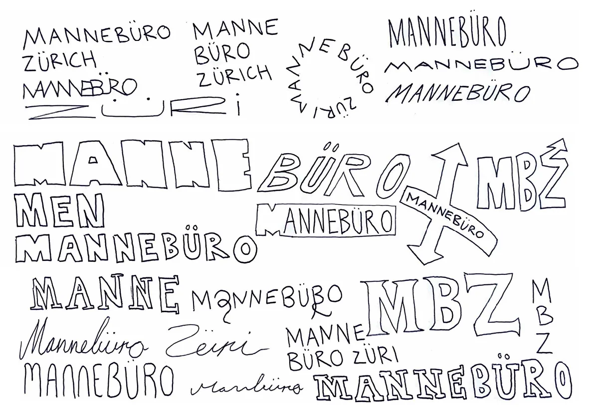 Erste Skizzen zur Wortmarke